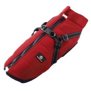 DoggyKingdom Winter Jacket Red Dog Vest Coat w/ Reflective Harness Size Large